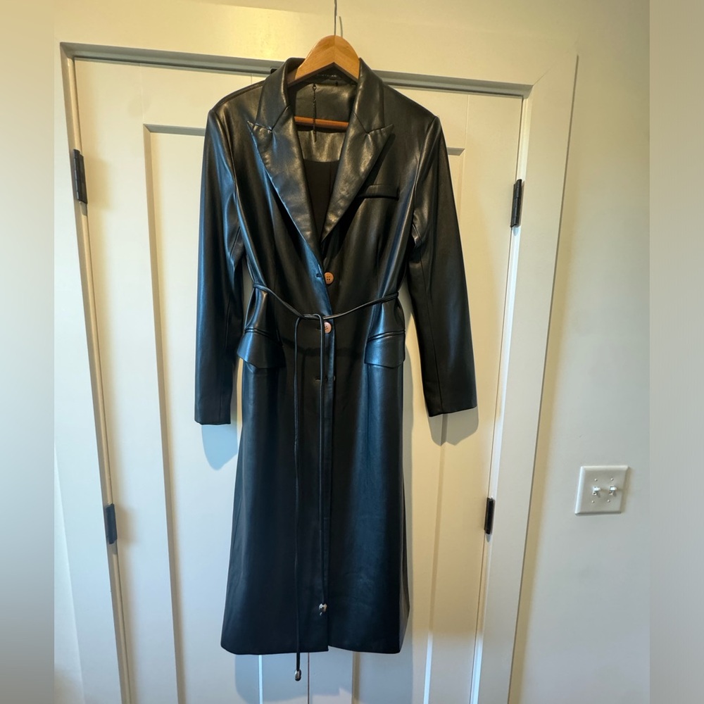 NWT Vegan Leather Trench Coat